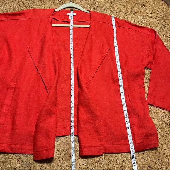 Eileen Fisher Heavy Organic Linen Open Cardigan Jacket in Geranium Orange Sz XL - Picture 9 of 10